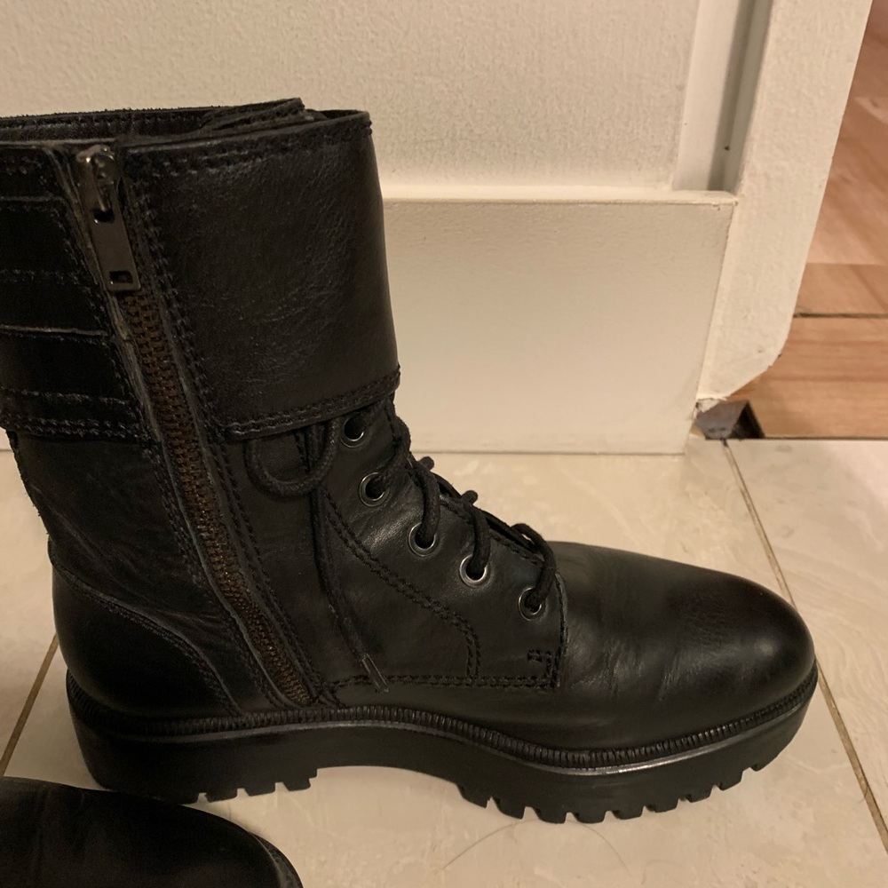 Black Combat Boots with Buckle Detail - Picture 4 of 8